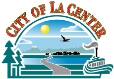 City of La Center Logo - Featuring a River, Trees, and a Boat